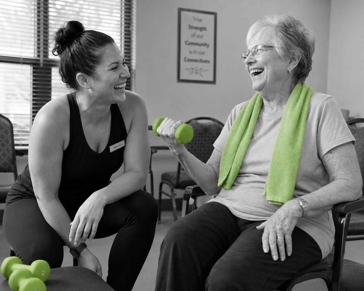 The founder of Retro Active with an older adult