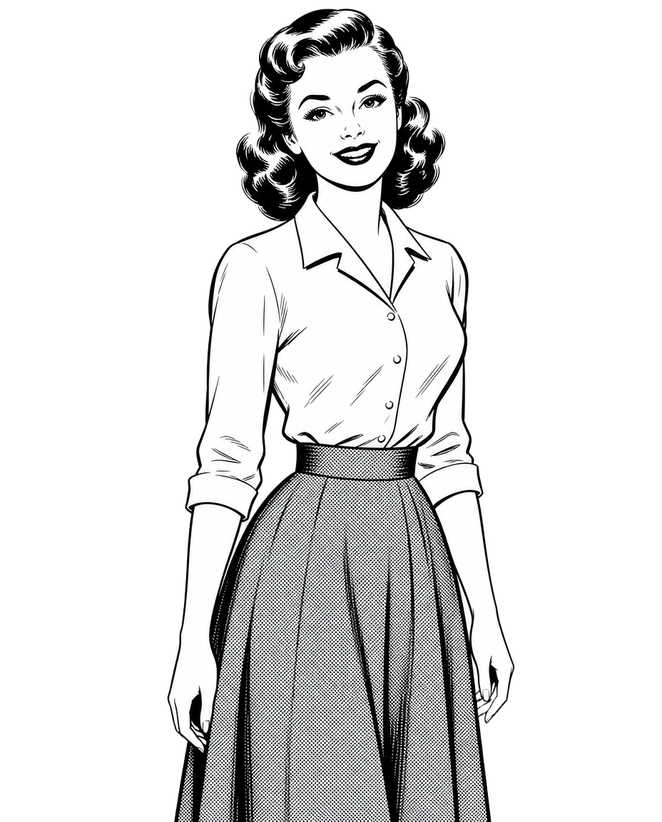 Illustrated 1950s hostess welcoming residents to Retro Active weekends